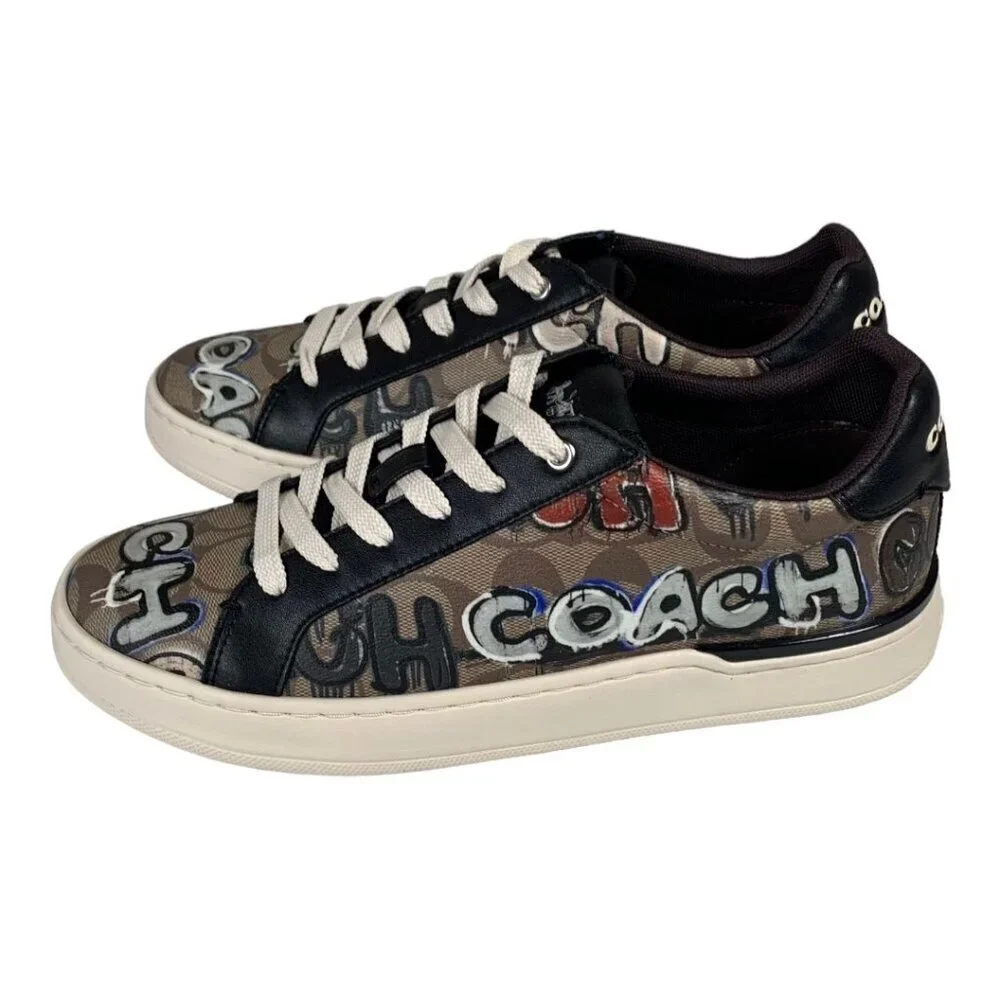 NWT Coach X Clip Mint + Serf Sneakers Sz.9 Low Top Signature Khaki Multi Canvas - Picture 8 of 16
